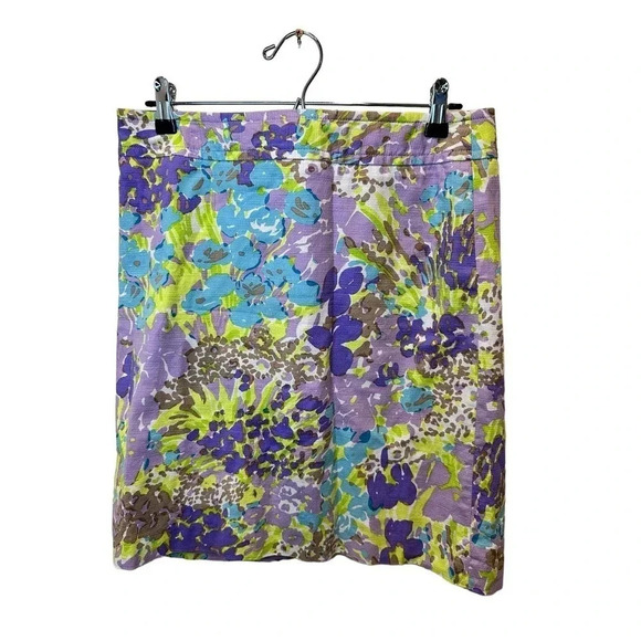 Talbots Women's Pastel Purple Floral A-Line Knee Length Skirt Size 6 - Picture 1 of 4